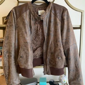 Anthro bomber leather jacket